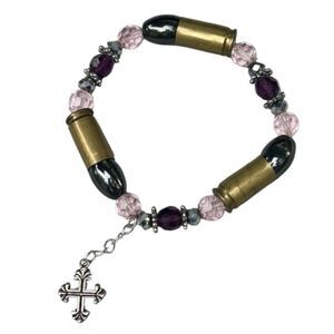 Handmade Genuine Bullet Shell Casing Beaded Bracelet Multi Adjustable Stretch